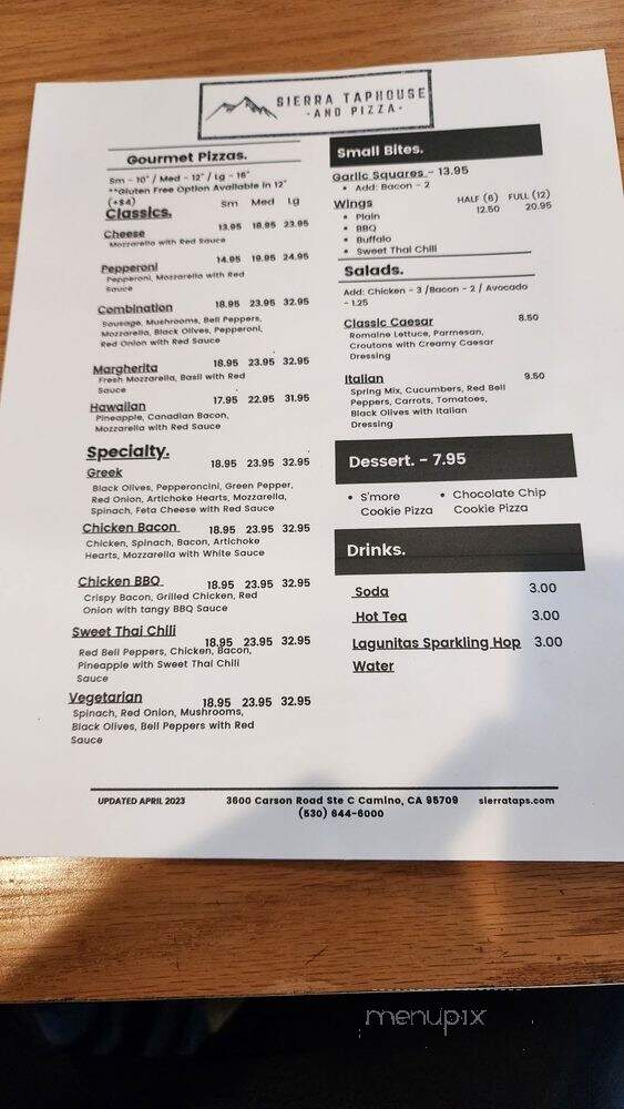 Mountain Mike's Pizza - Camino, CA menu_pic