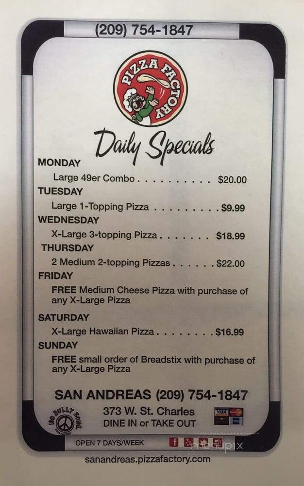 Pizza Factory - San Andreas, CA menu_pic