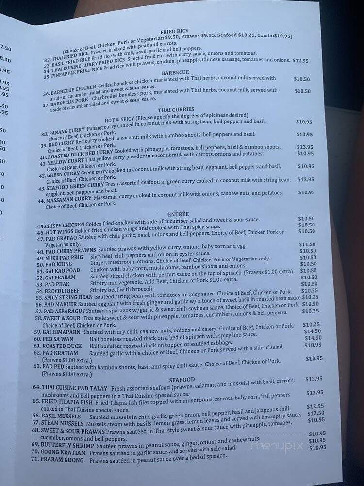 Thai Cuisine - Merced, CA menu_pic
