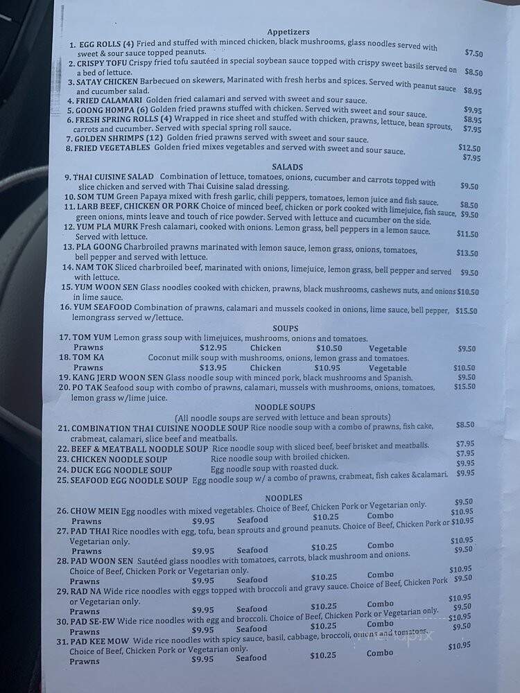 Thai Cuisine - Merced, CA menu_pic