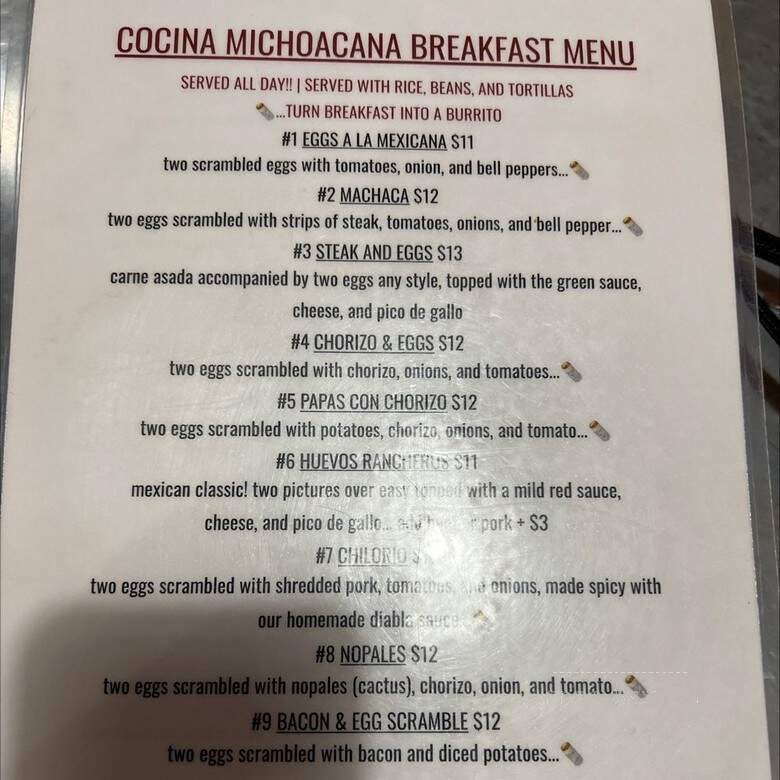 Cocina Michoacana - Sonora, CA menu_pic
