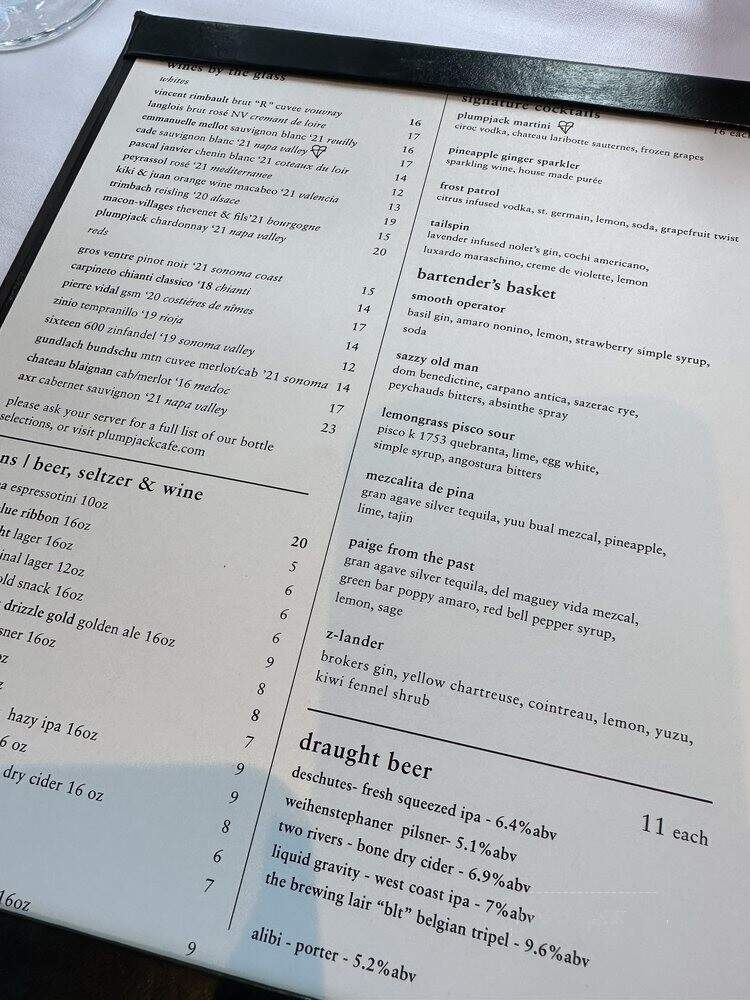 Plump Jack Cafe Squaw Valley - Olympic Valley, CA menu_pic