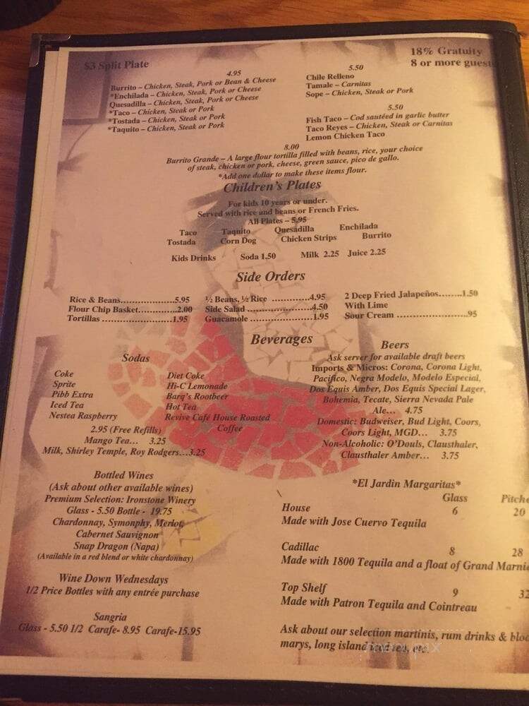 Jardin - Twain Harte, CA menu_pic