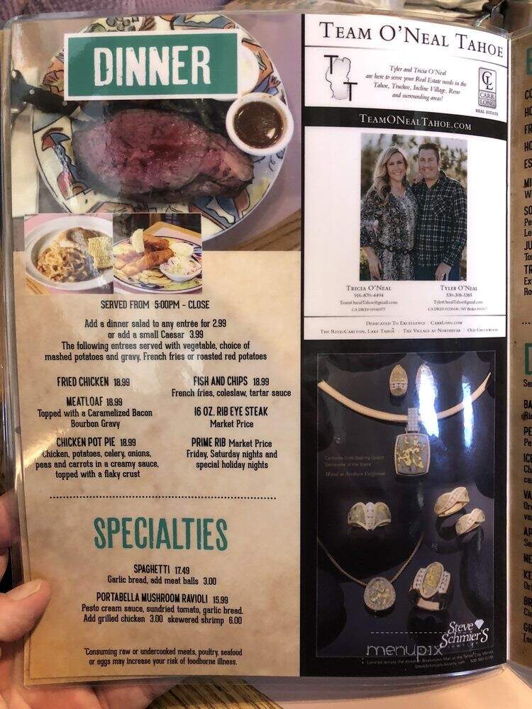 Rosie's Cafe Downtown Tahoe - Tahoe City, CA menu_pic