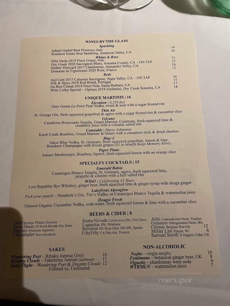 Wolfdale's Cuisine Unique - Tahoe City, CA menu_pic