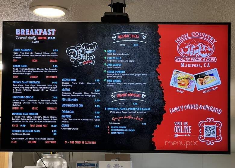 High Country Health Foods - Mariposa, CA menu_pic