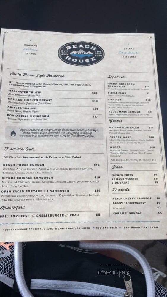Lakeside Beach Grill - South Lake Tahoe, CA menu_pic
