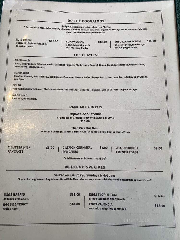 Boogaloos - San Francisco, CA menu_pic