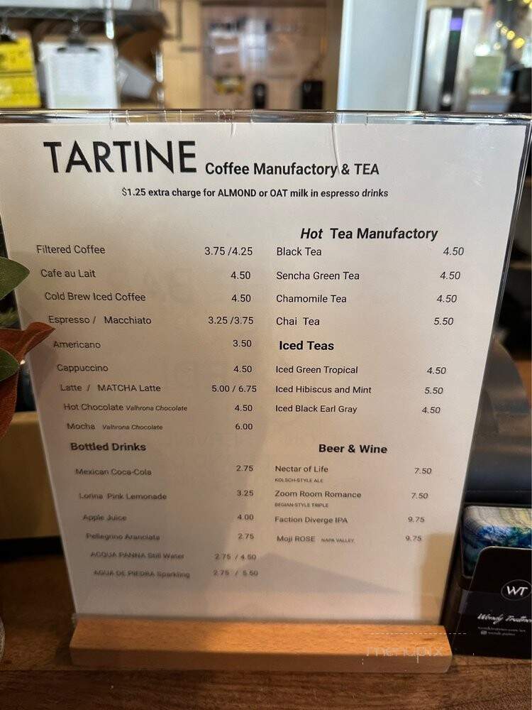 Tartine Bakery - San Francisco, CA menu_pic
