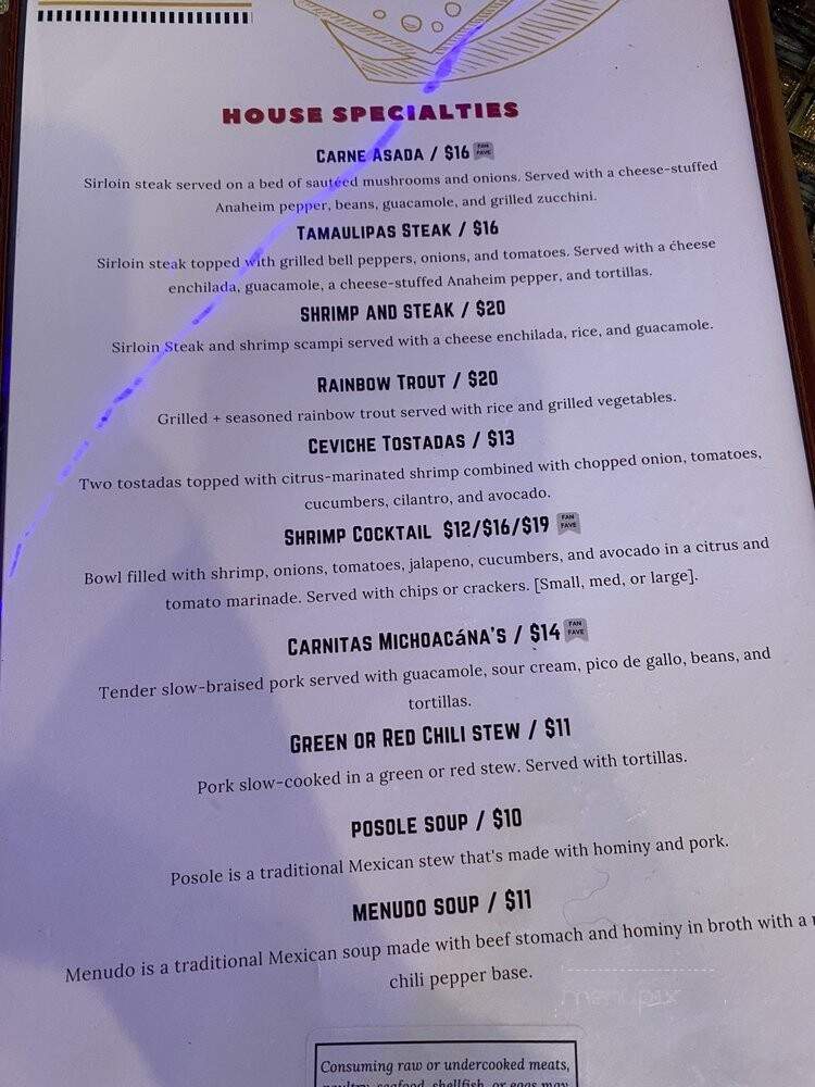 Calvillo Restaurants - Alamosa, CO menu_pic