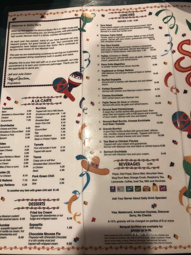 Senor Ric's - Aurora, CO menu_pic