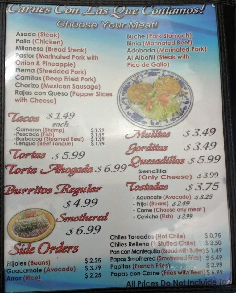 Tortas Y Tacos El Chino - Aurora, CO menu_pic