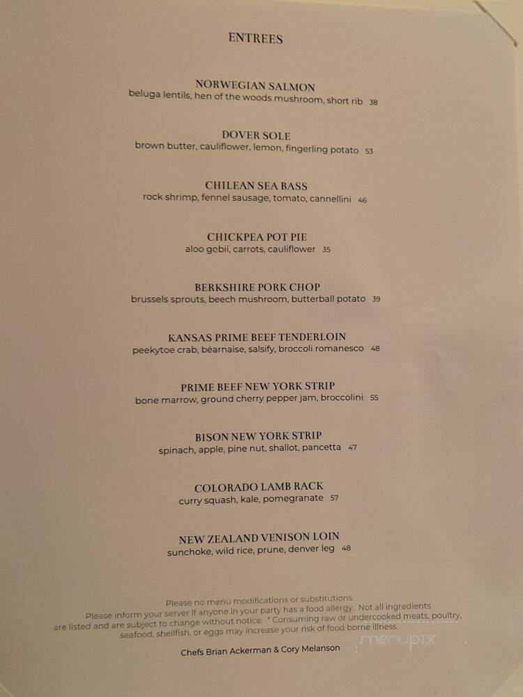 Splendido At The Chateau - Avon, CO menu_pic