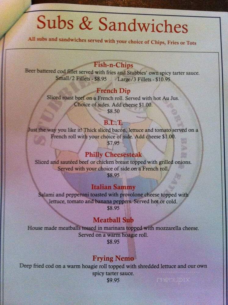 Stubbies Sports Bar & Eatery - Basalt, CO menu_pic