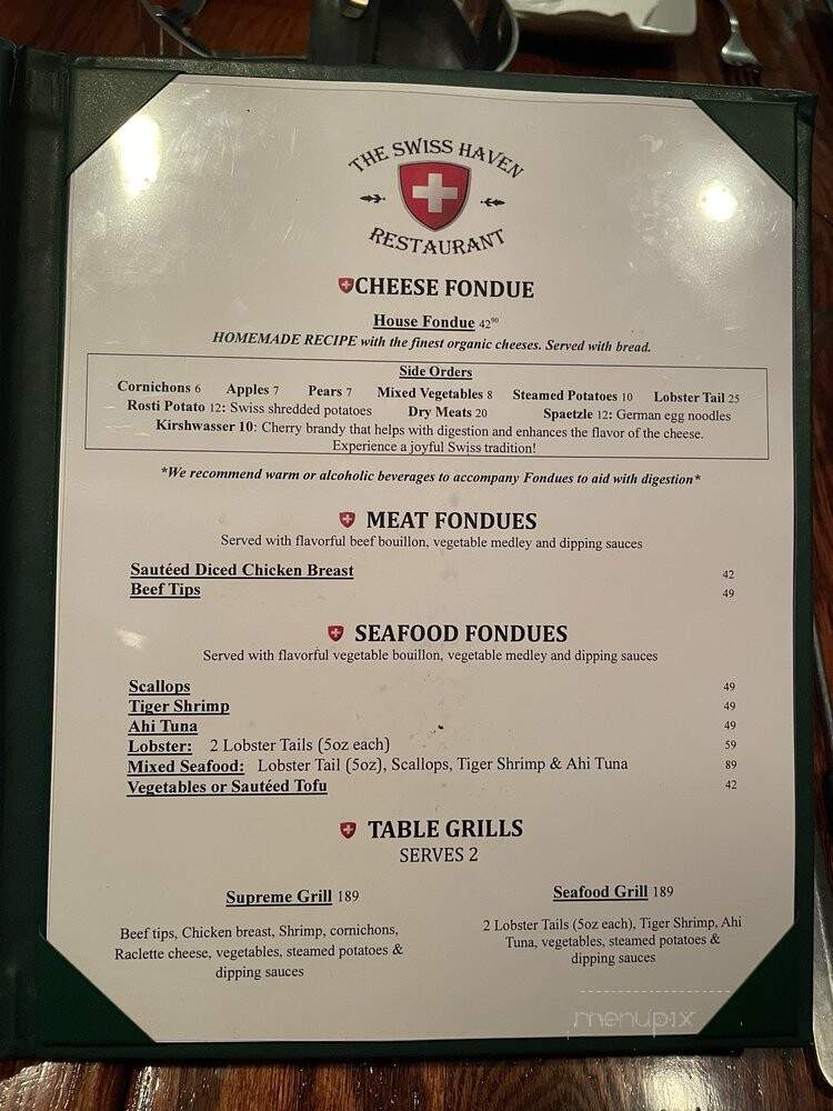 Swiss Haven Restaurant - Breckenridge, CO menu_pic