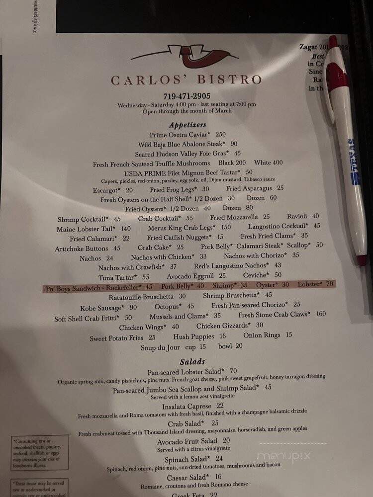 Carlos Bistro - Colorado Springs, CO menu_pic