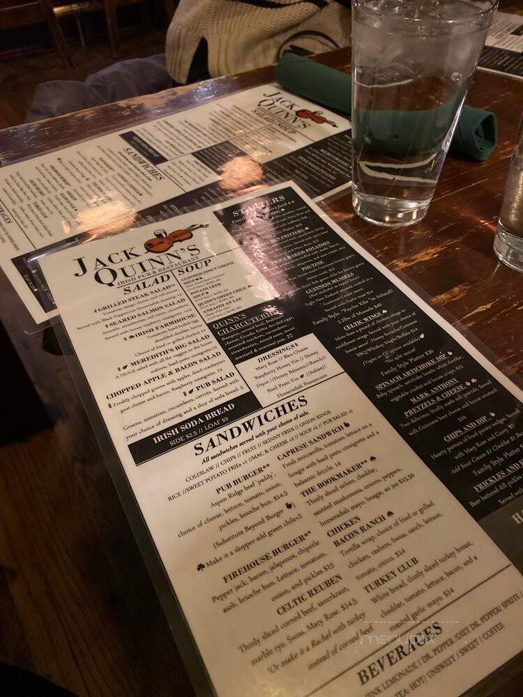 Jack Quinn Irish Ale House - Colorado Springs, CO menu_pic