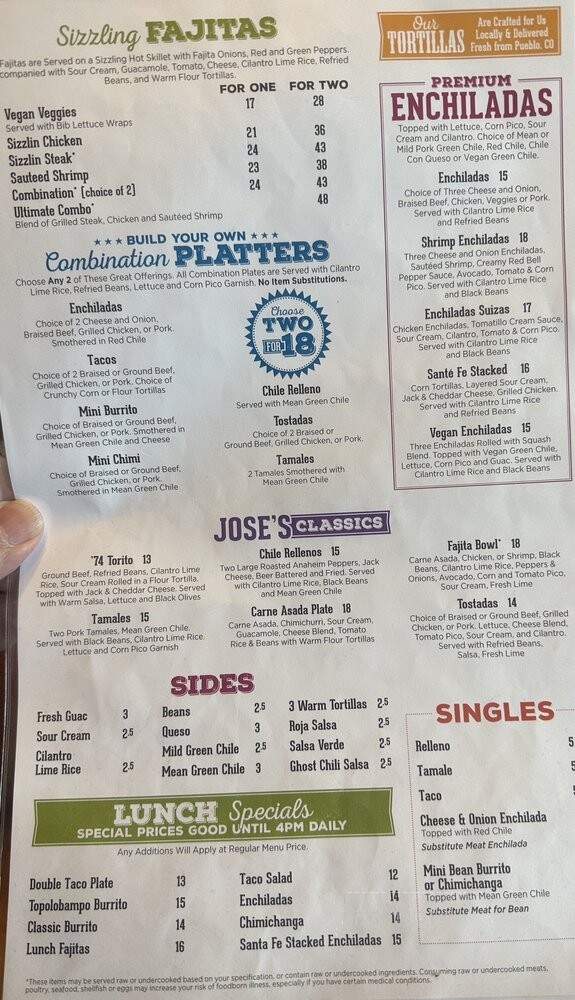 Jose Muldoon's - Colorado Springs, CO menu_pic