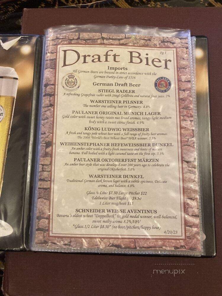 Edelweiss Restaurant - Colorado Springs, CO menu_pic