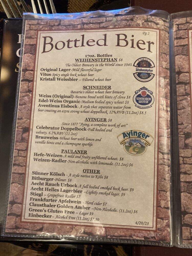 Edelweiss Restaurant - Colorado Springs, CO menu_pic