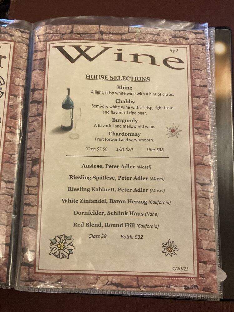 Edelweiss Restaurant - Colorado Springs, CO menu_pic