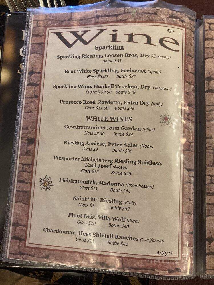 Edelweiss Restaurant - Colorado Springs, CO menu_pic
