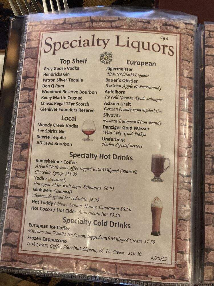 Edelweiss Restaurant - Colorado Springs, CO menu_pic