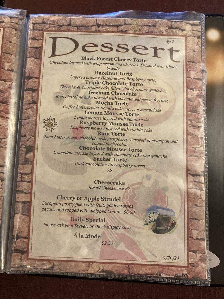 Edelweiss Restaurant - Colorado Springs, CO menu_pic