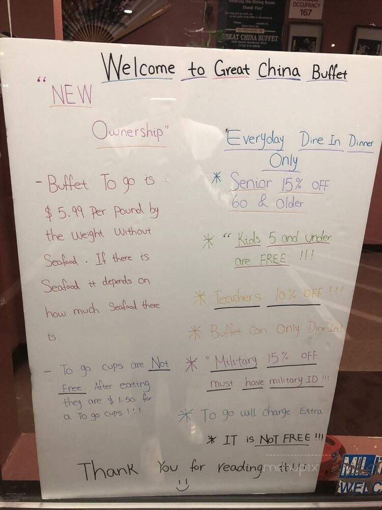 Great China Buffet - Colorado Springs, CO menu_pic
