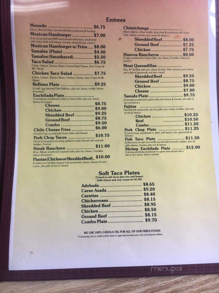 Senor Burritos - Denver, CO menu_pic