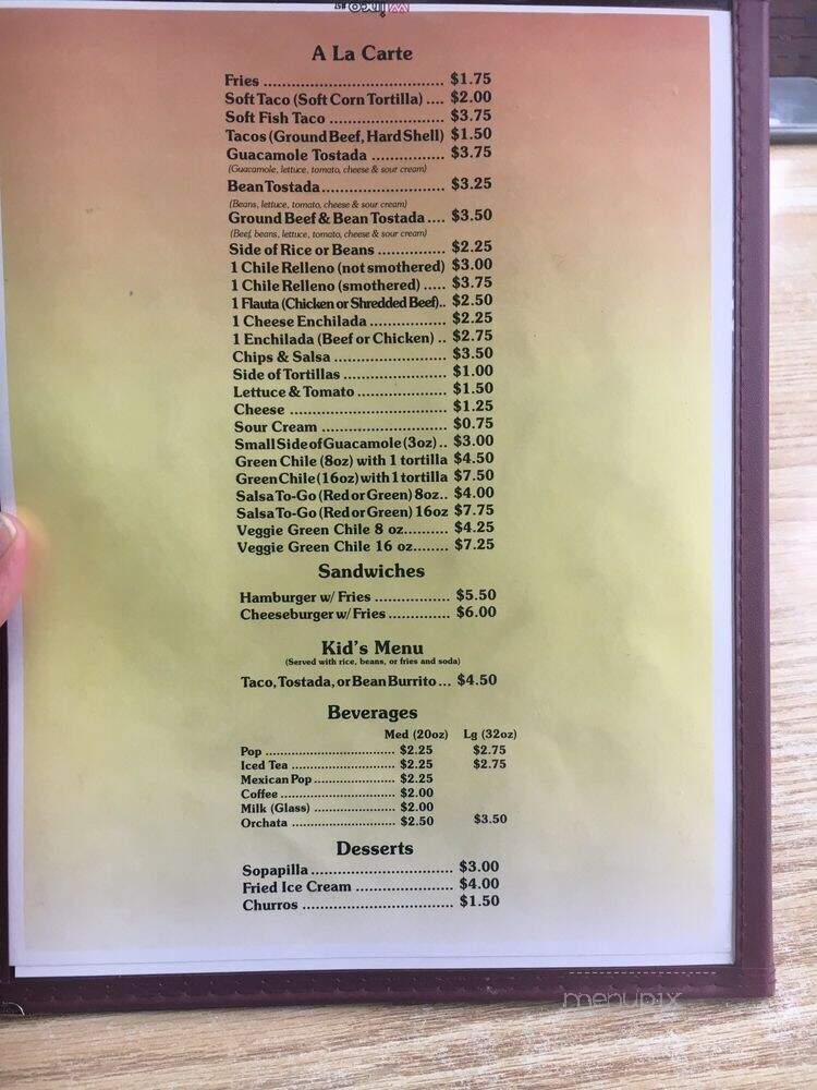 Senor Burritos - Denver, CO menu_pic