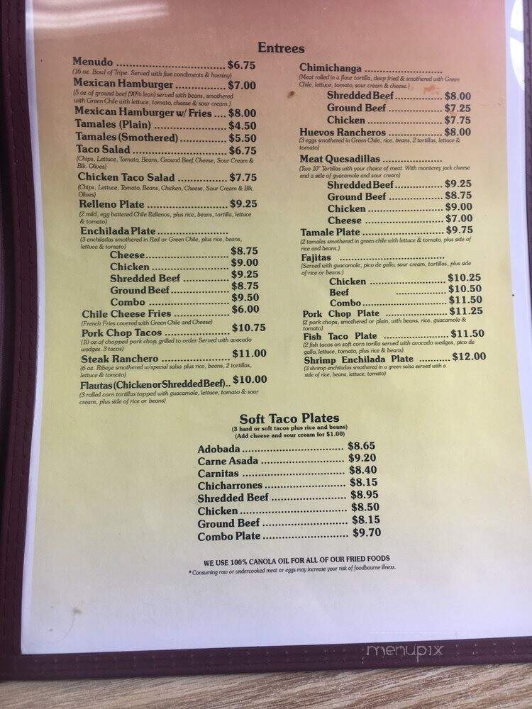 Senor Burritos - Denver, CO menu_pic