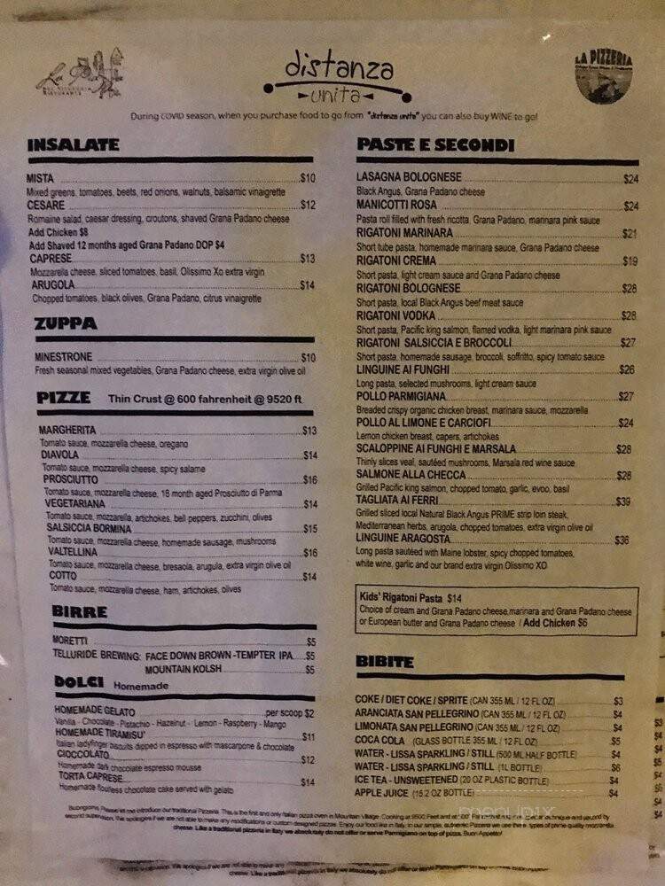 La Piazza - Mountain Village, CO menu_pic