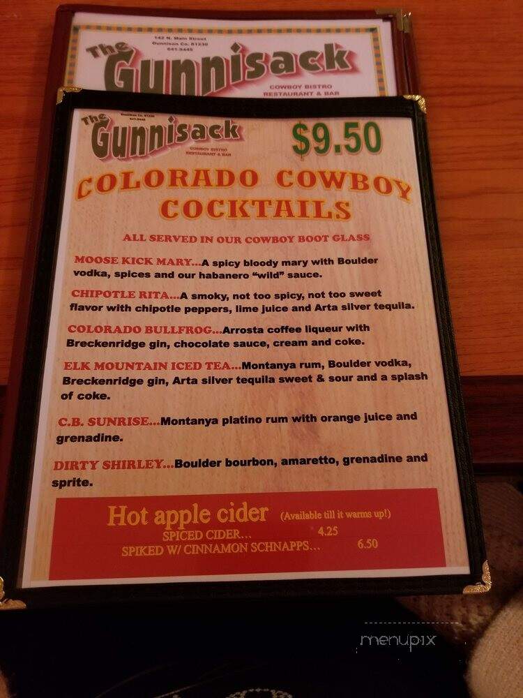 Gunnisack - Gunnison, CO menu_pic
