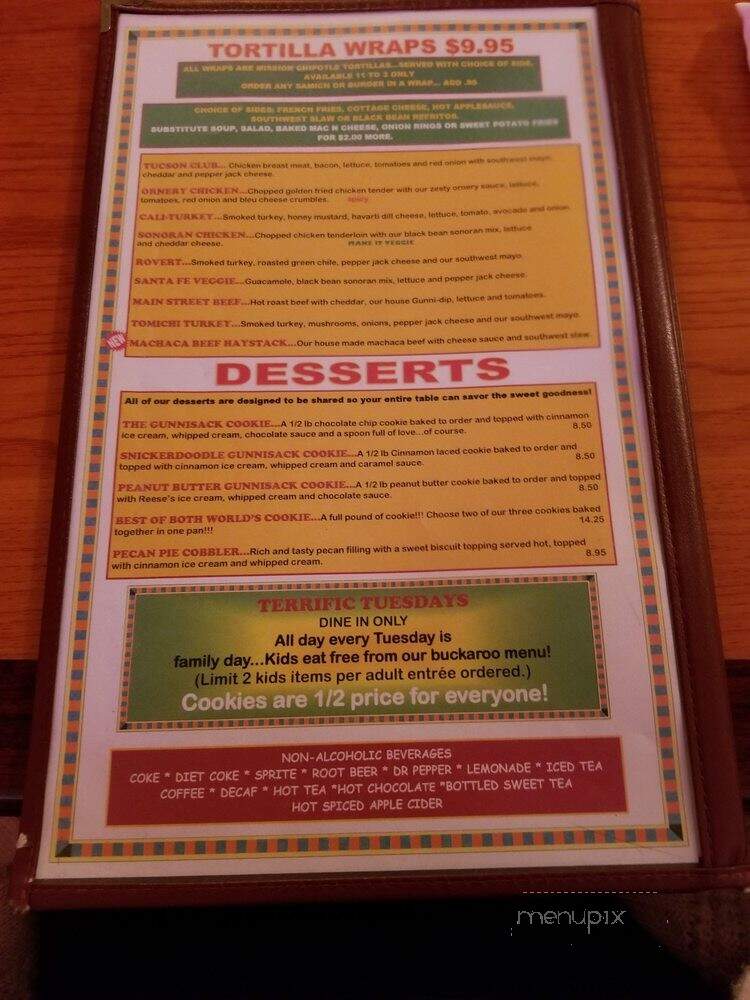 Gunnisack - Gunnison, CO menu_pic