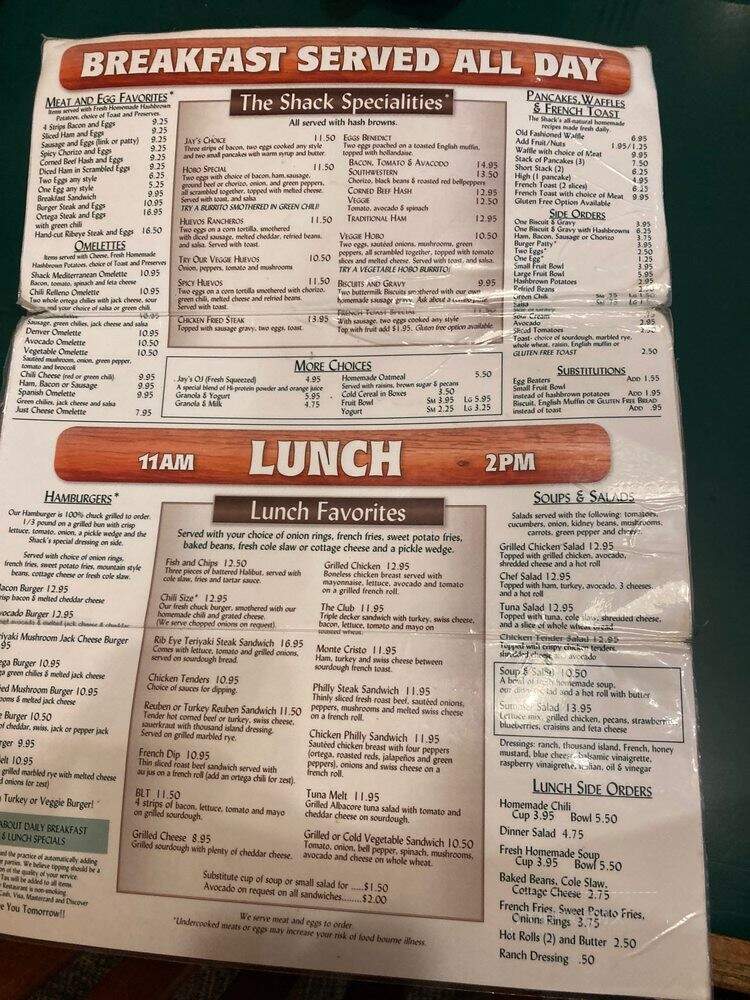 Shack - Steamboat Springs, CO menu_pic