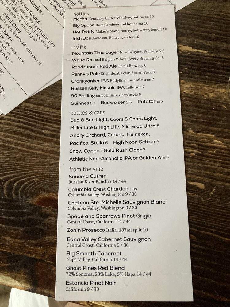 Old Town Pub & Restaurant - Steamboat Springs, CO menu_pic