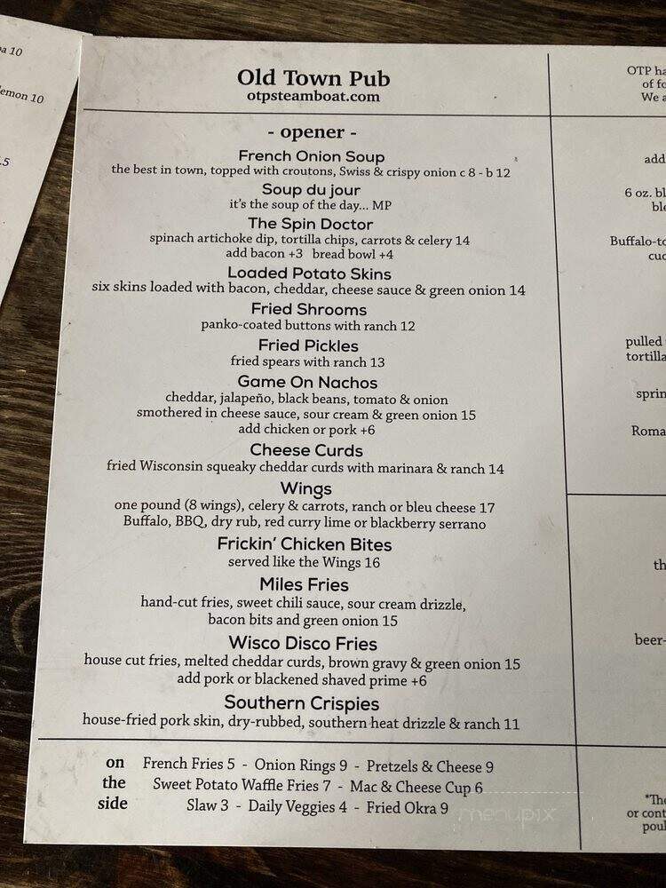 Old Town Pub & Restaurant - Steamboat Springs, CO menu_pic