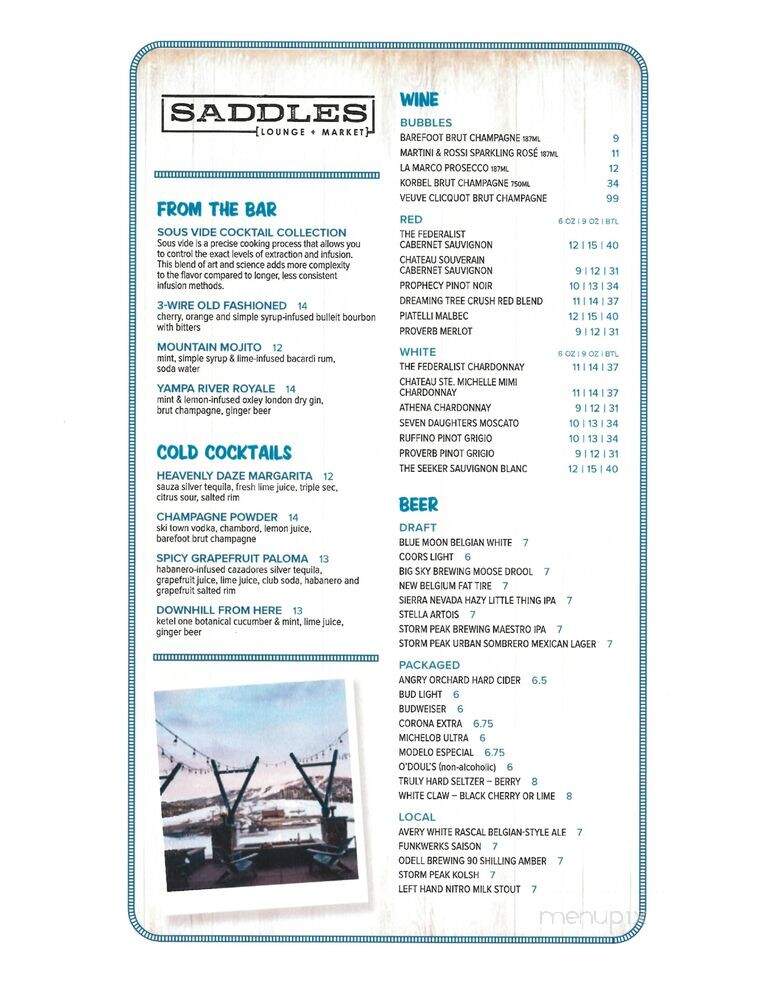 3 Saddles - Steamboat Springs, CO menu_pic