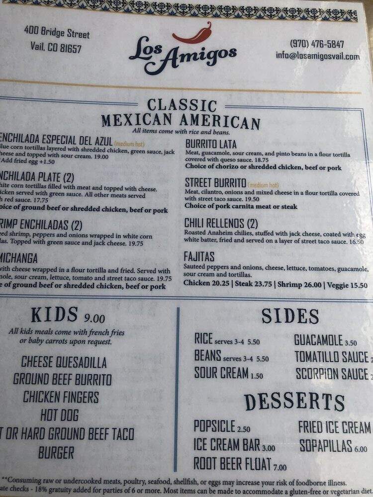 Los Amigos - Vail, CO menu_pic