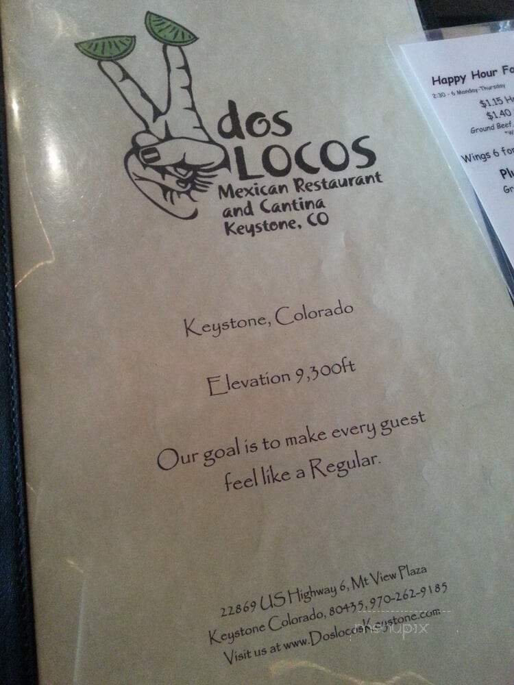 Dos Locos - Keystone, CO menu_pic