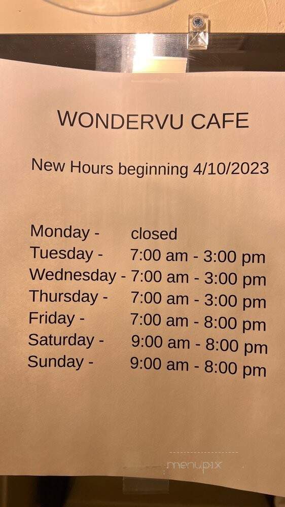 Wondervu Cafe - Golden, CO menu_pic