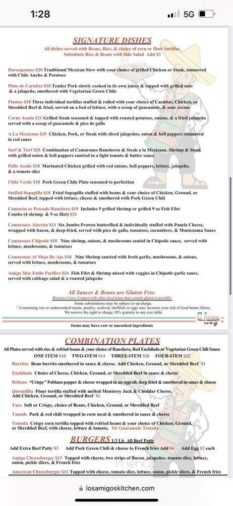 El Amigo Mexican Restaurant - Golden, CO menu_pic
