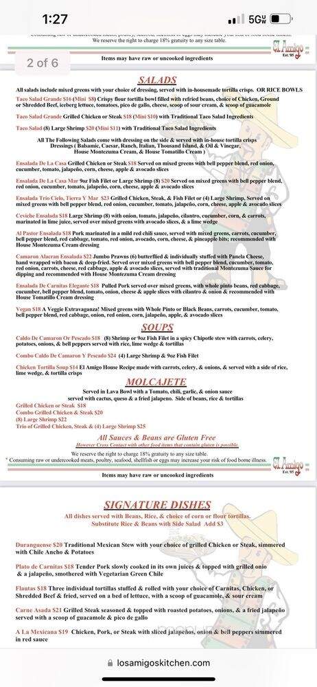 El Amigo Mexican Restaurant - Golden, CO menu_pic