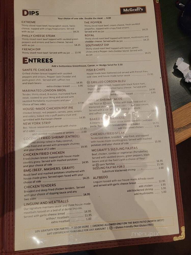 McGraff's Casual Dinnerhouse - Loveland, CO menu_pic