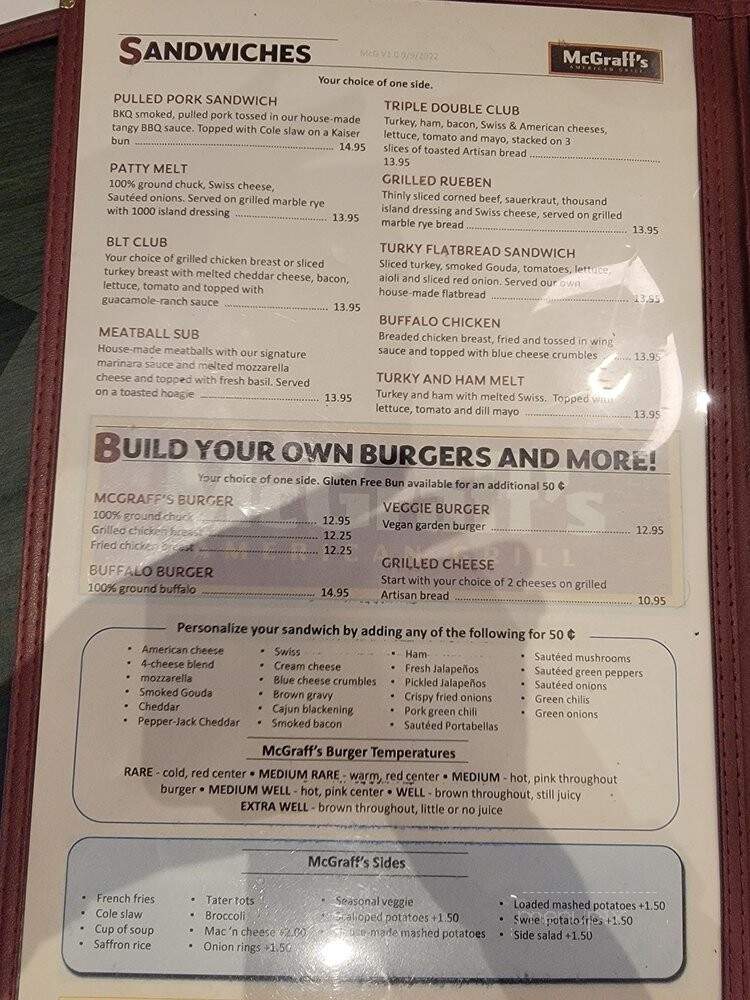 McGraff's Casual Dinnerhouse - Loveland, CO menu_pic