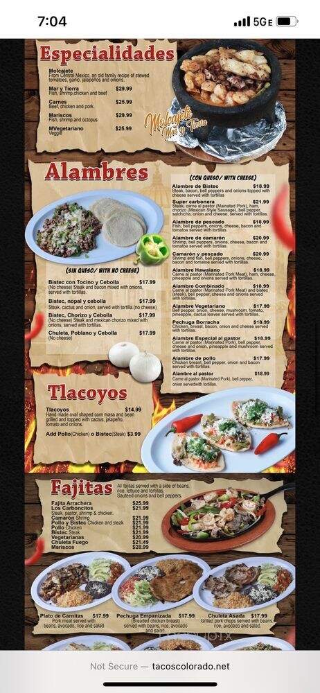 Los Carboncitos - Denver, CO menu_pic