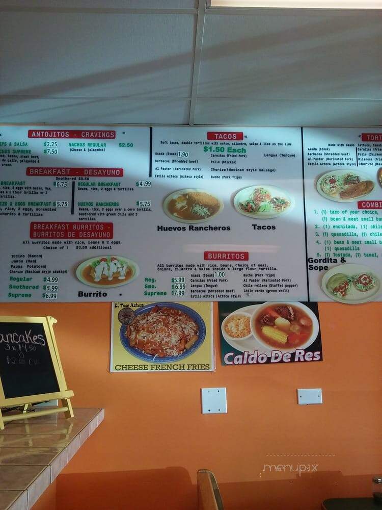 El Taco Azteca - Denver, CO menu_pic