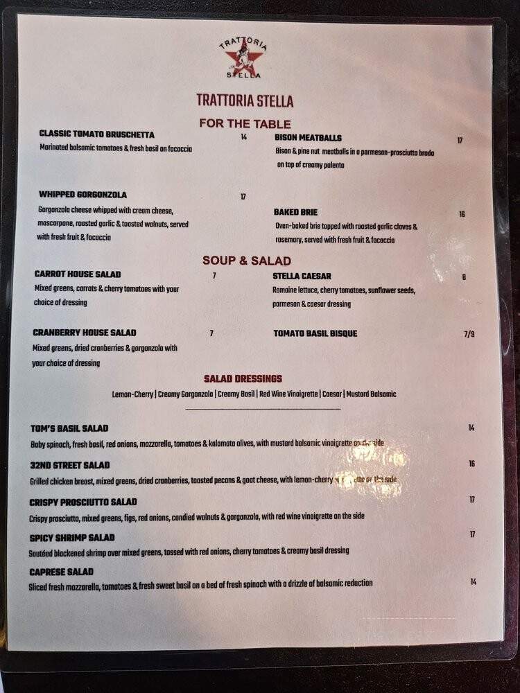 Trattoria Stella - Denver, CO menu_pic