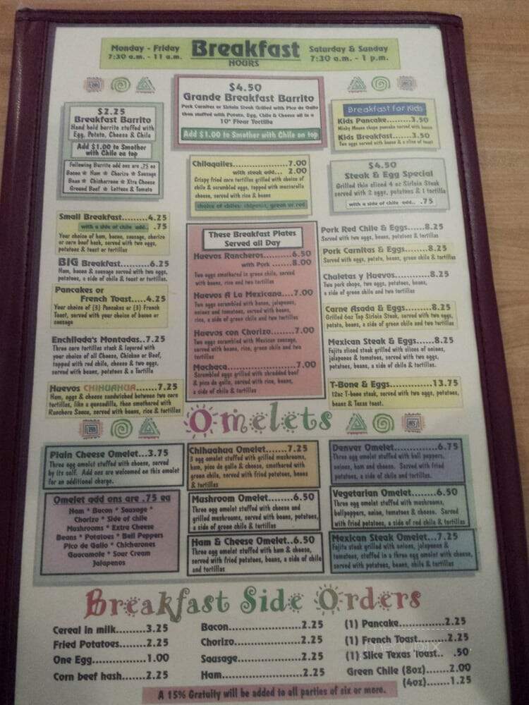 Cafe Chihuahua - Denver, CO menu_pic